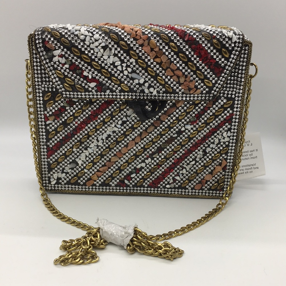 Lulu Jeweled Square Crossbody Bag